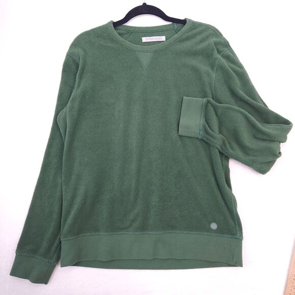 Outerknown Sweatshirt Women Large Green Hightide Crew Terry Cloth Pullover Beach - Picture 1 of 8